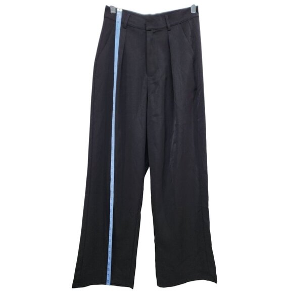 Black Wide-Leg High-Waisted Womens dress Pants Size Small With Pleats & Zip Clos - Picture 7 of 9